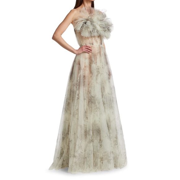 JASON WU COLLECTION OZABU FLORAL STRAPLESS TULLE GOWN - Picture 5 of 8